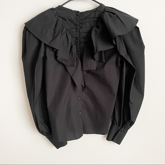 NWT ZARA ruffled poplin black shirt top - Picture 11 of 11